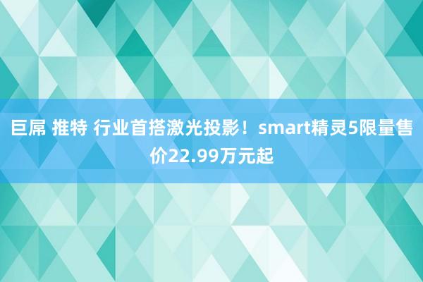 巨屌 推特 行业首搭激光投影！smart精灵5限量售价22.99万元起