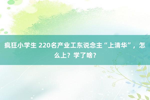 疯狂小学生 220名产业工东说念主“上清华”，怎么上？学了啥？